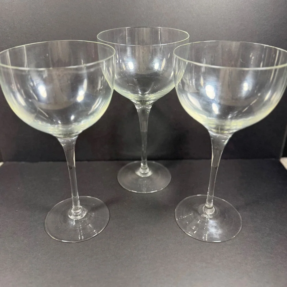 Coupe Glass Clear Long‎ Stem Vintage Style Cocktail Set of 3